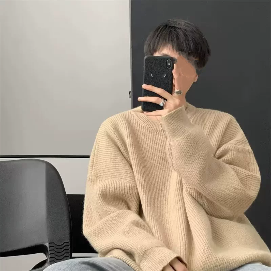 圆领绿色毛衣男士秋冬季港风宽松慵懒针织衫潮牌冬款加厚毛线衣服,淘宝优惠券,粉丝福利购,淘宝优惠卷