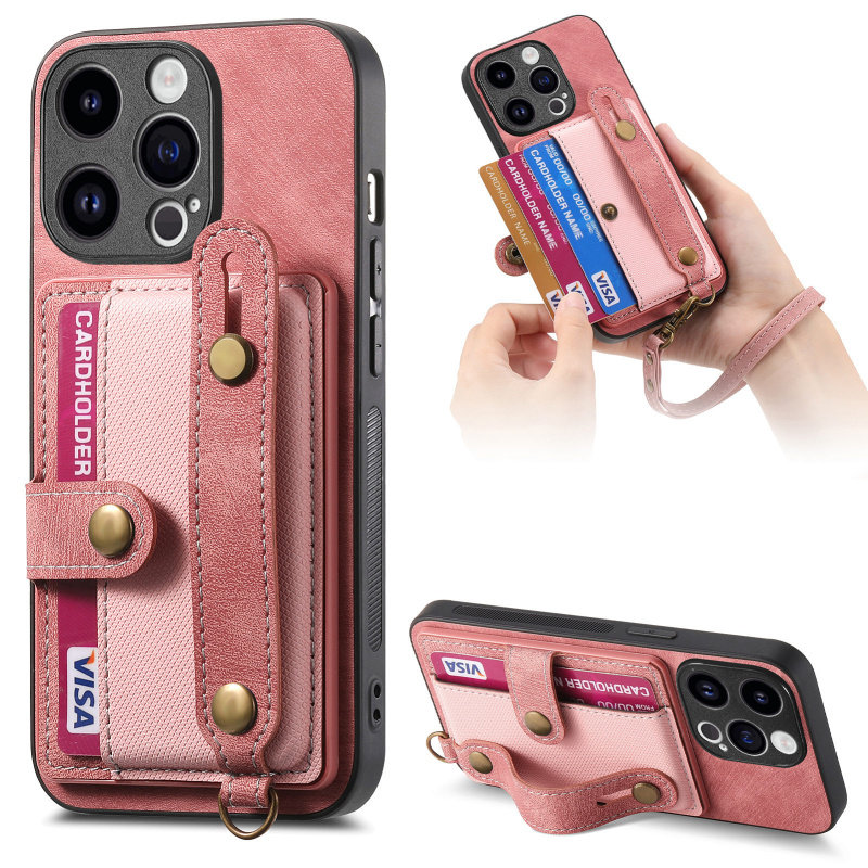 适用苹果16pro max手机壳14插卡iPhone13卡槽12支架xs卡包15腕带X防摔XR保护套17e/8plus卡套mini可放卡11