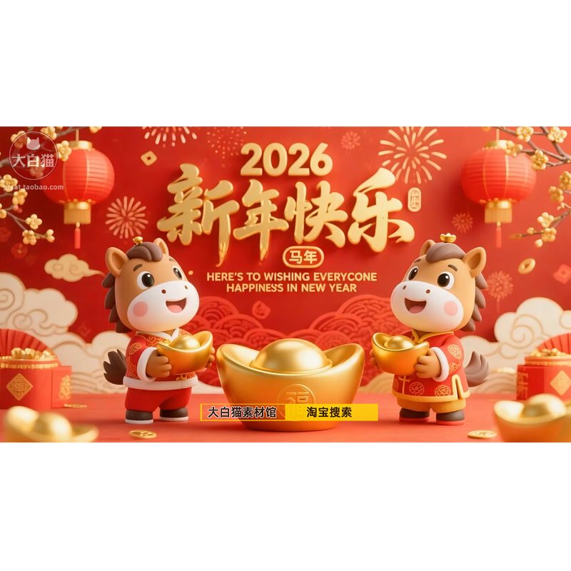 马年ae片头模板 2026新春节元旦拜年企业宣传祝福边框AE新年模板,淘宝优惠券,粉丝福利购,淘宝优惠卷