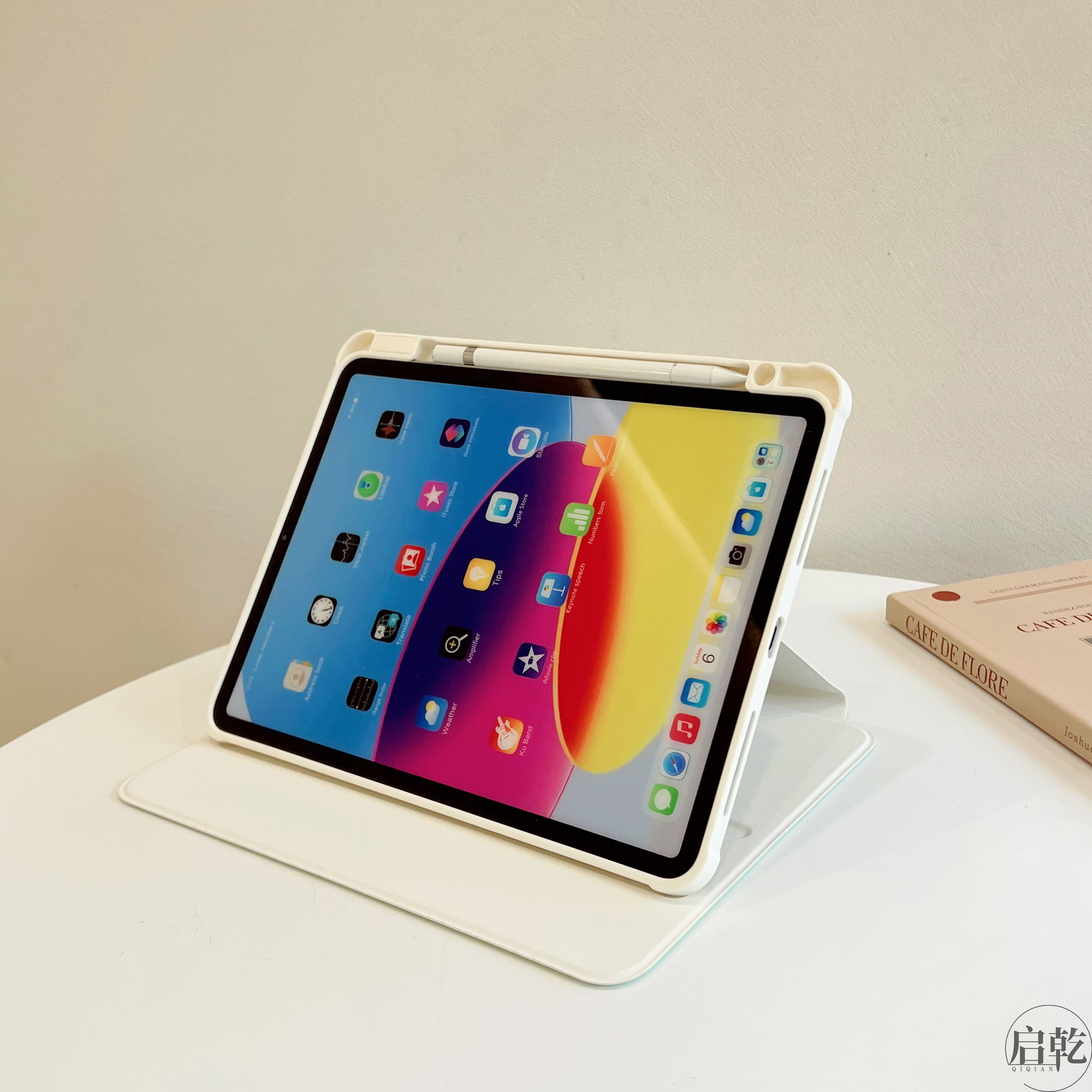 启乾泼墨可爱狗狗适用ipad保护壳套air5带笔槽11寸mini6苹果pro平板2022磁吸2021全包书本式旋转支架2018-图2