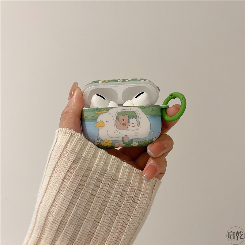 ins田园风油画小熊兔子airpods3保护套壳2代pro第三代二新款小众花朵适用苹果无线蓝牙耳机液态硅胶磨砂软壳