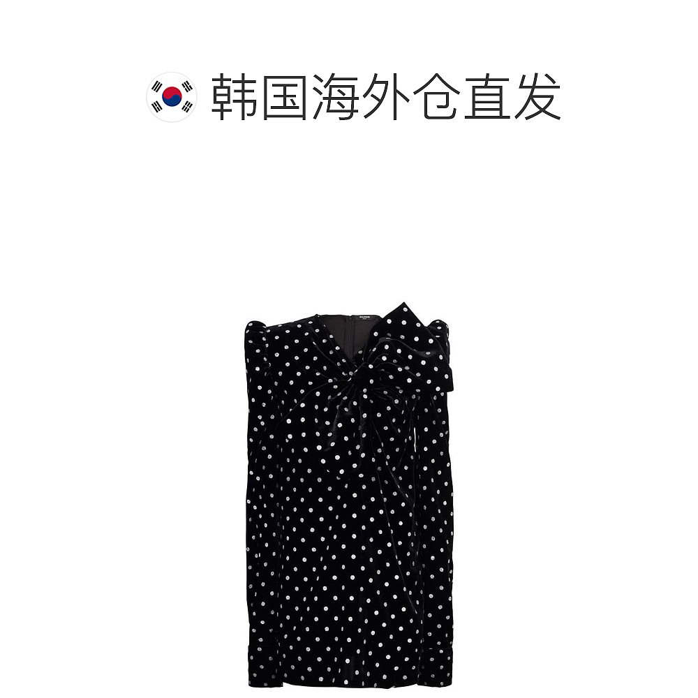 韩国直邮BALMAIN24FW中长连衣裙女BF0R9081 VD93 EAC NOIR ARGENT - 图1