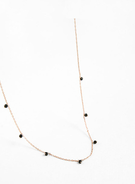 韩国直邮judy and paul东大门首饰明星同款黑色水晶玫瑰金项链