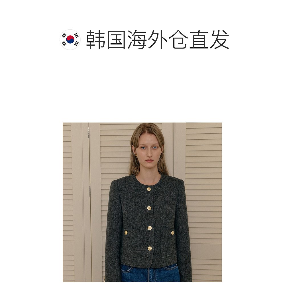 韩国直邮[LOOKAST]CHARCOAL BABY ALPACA TWEED JACKET简单气质小-图1