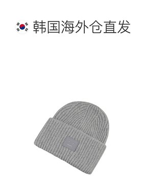 韩国直邮Acne 帽子 23FW/C40135/990/面/徽标/毛线帽/灰色/橙色