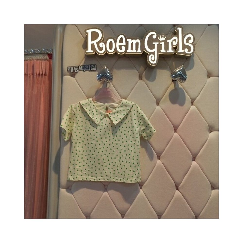 韩国直邮Roem GIRLS T恤 [ROEM GIRLS] DP01 领子 短身长 T恤 领 - 图0