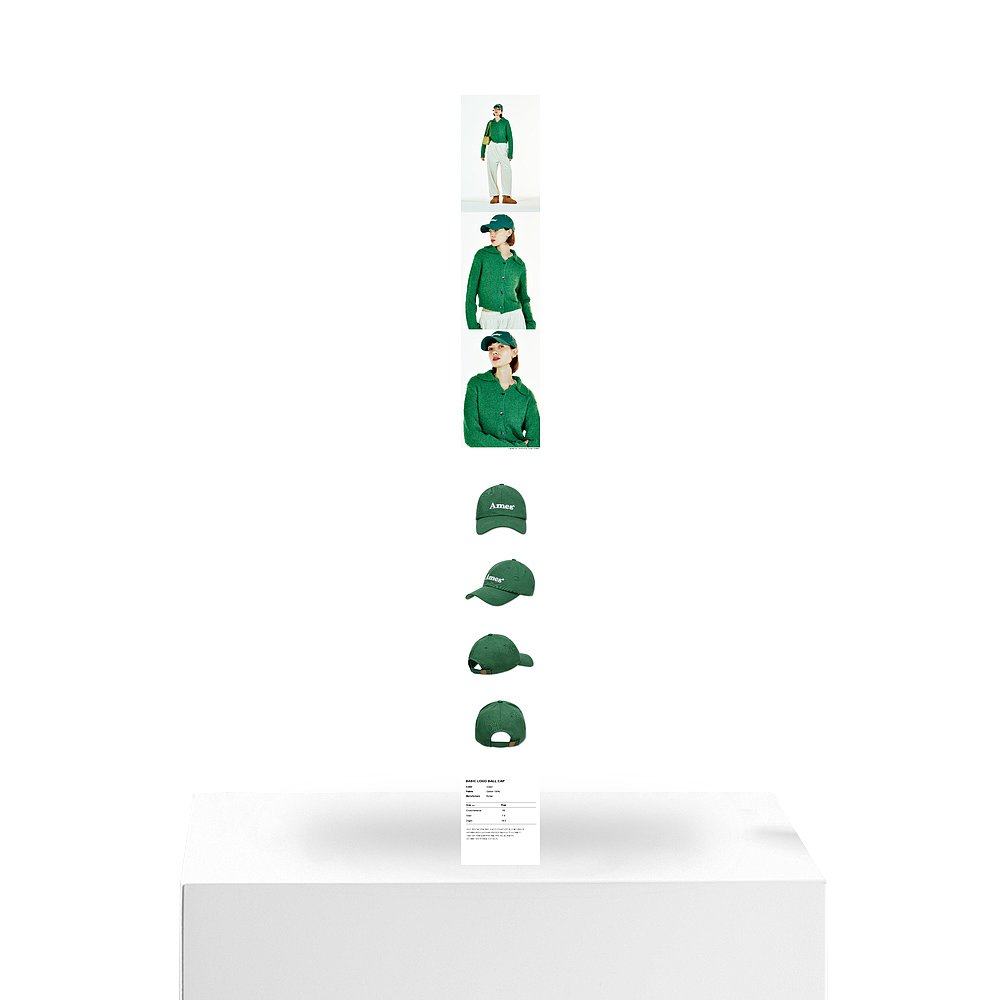 韩国直邮Ames Worldwide 女士帽子BASIC LOGO BALL CAP GREEN AM2E - 图3
