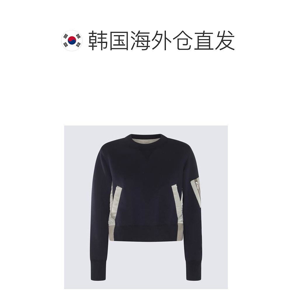 韩国直邮SACAI24SS连帽衫 连帽卫衣女2407110NAVY L KHAKI - 图1