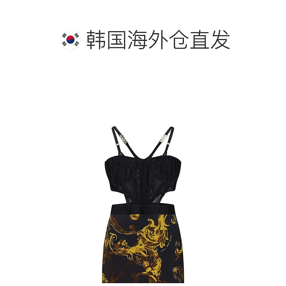 韩国直邮VERSACE24SS中长连衣裙女76HAO903JS291G89BLACK - 图1