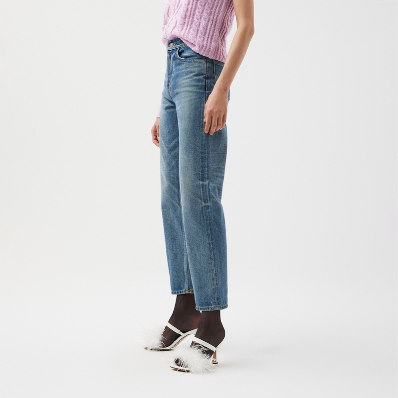 【播奥莱】播商场同款复古牛仔裤女春秋高腰宽松直筒裤BDQ3KD1684 - 图2