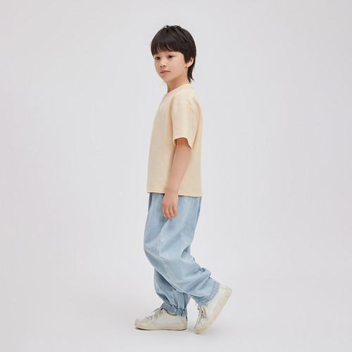 播broadcute童装T恤2024春夏新款男女童简约圆领短袖KER2Y002 - 图2
