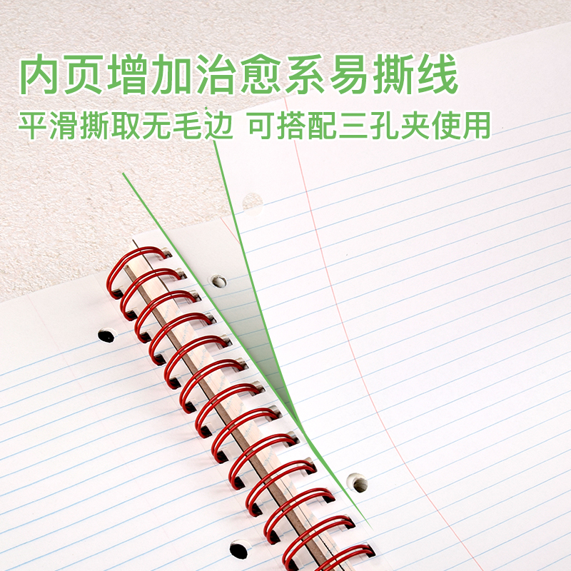 凯萨KAISA爱悦系列美式三孔线圈本高颜值笔记本可撕活页本复古厚5科目本高级感大学考研刷题本横线大本子毕业 - 图0