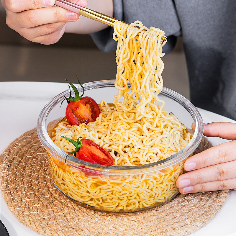 泡面碗带盖玻璃汤碗餐具套装饭碗宿舍用学生大号水果沙拉碗耐高温