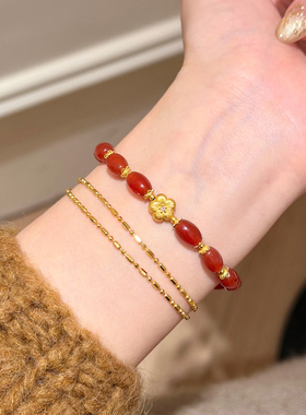 谷岚新年中式红玛瑙米珠串珠手串