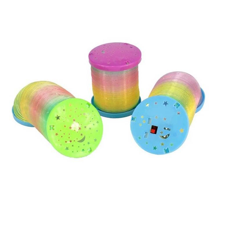 魔法弹簧圈发光小号魔幻发光彩虹圈七彩小灯笼塑料魔力星空投影灯 - 图1