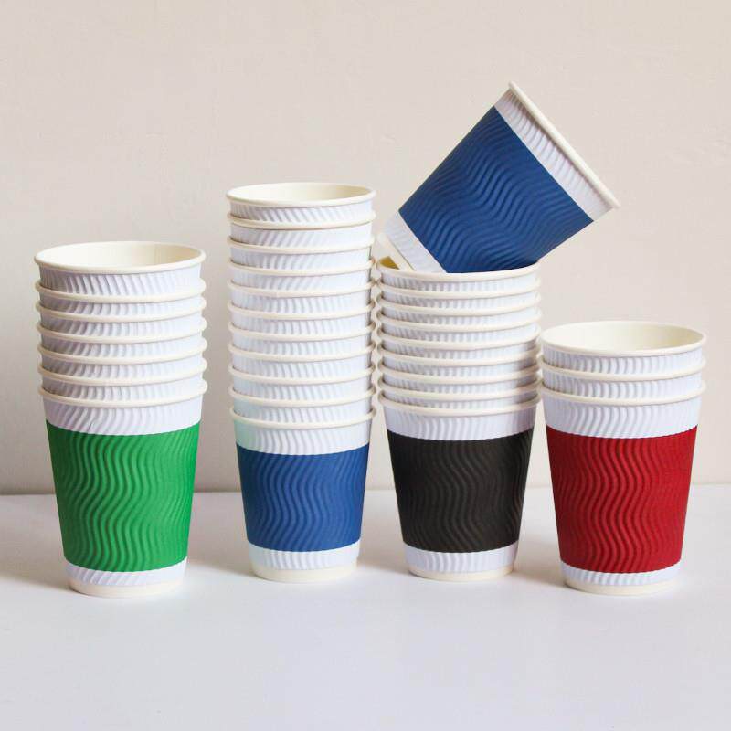 Disposable hot drink coffee cup thickened corrugated