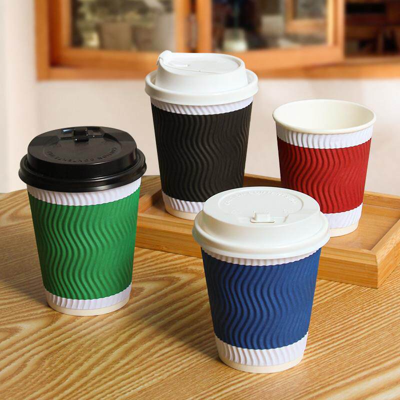Disposable hot drink coffee cup thickened corrugated