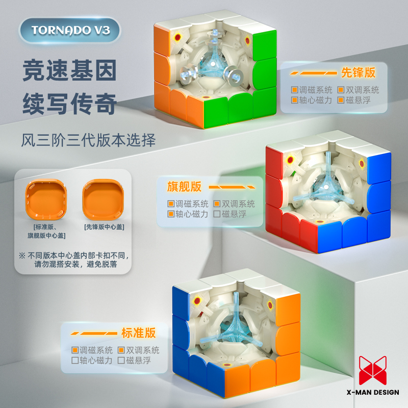 奇艺XMD风三代三阶魔方磁力UV钻面3顺滑比赛专用儿童益智玩具正品 - 图3