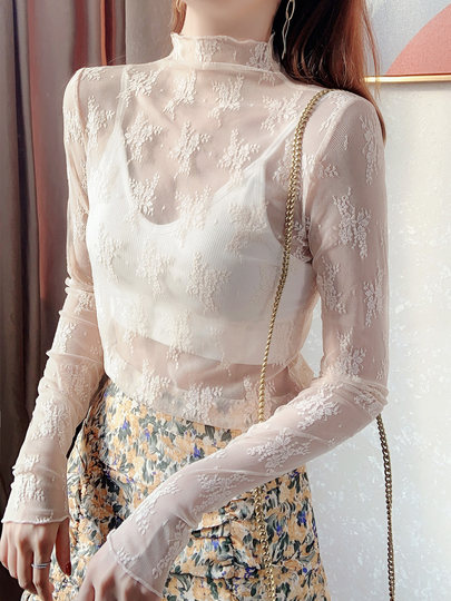 Thin lace mesh hollow inner top