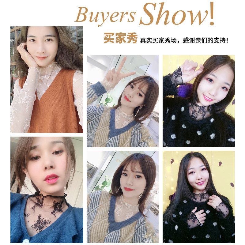 白色蕾丝女长袖内搭洋气钩花打底衫 温娴蕾丝衫/雪纺衫