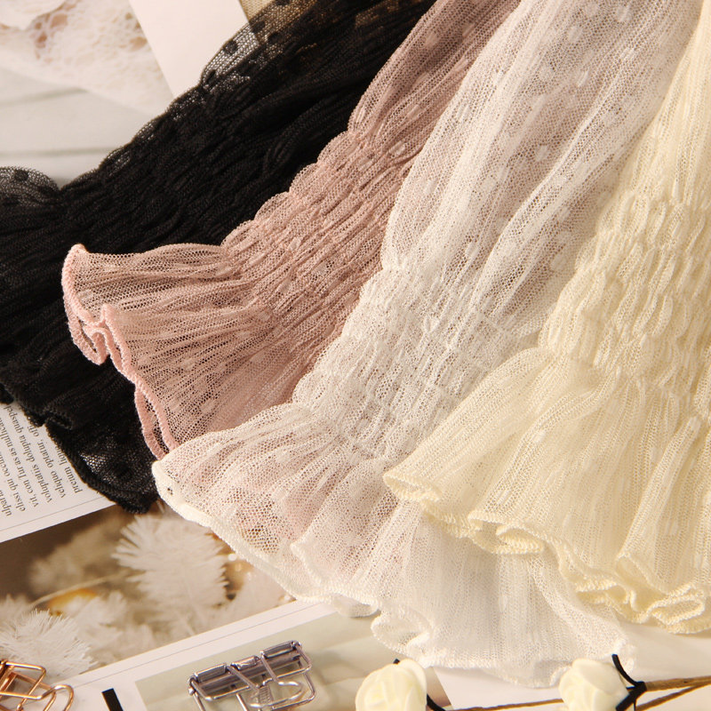 复古透视高领波点蕾丝女性感打底衫 温娴蕾丝衫/雪纺衫