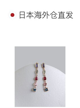 日本直邮 cui-cui 男女同款 多彩宝石不对称耳钉 【付后1h可退】
