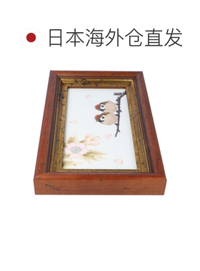 日本直邮九谷烧礼品包装DB画框（长角）樱花与两只麻雀 中村利人