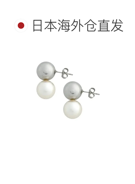 Re:EDIT 女士双层金属仿珍珠球耳钉或耳夹 适合休【付后1h可退】
