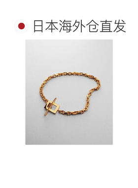 1h可退 日本直邮COCOSHNIK 女士 SV925银镀K18YG长方形吊坠手链 L