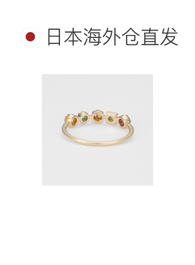 日本直邮日潮 agete 阿卡朵K10多宝石戒指蝴蝶玫瑰黄水晶天然金色