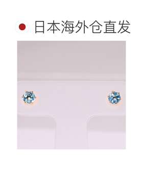 日本直邮(pebirthday11k) 诞生石耳环 蓝色托帕石耳环 K18 金耳钉