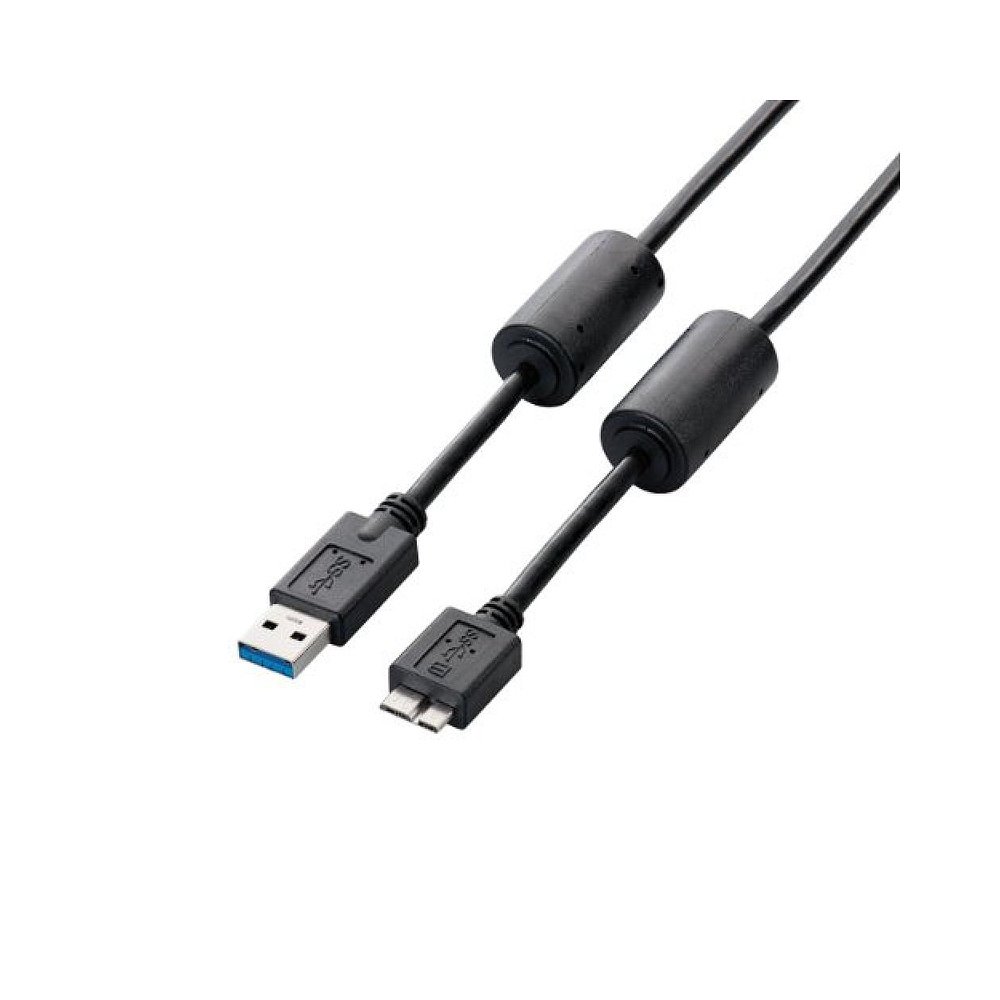 【日本直邮】Elecom宜丽客 USB3.0数据线microB 1m黑USB3 AMBF10B - 图0