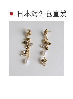 日本直邮cui-cui 女装 珍珠水晶花朵耳环 850631 【付后1h可退】