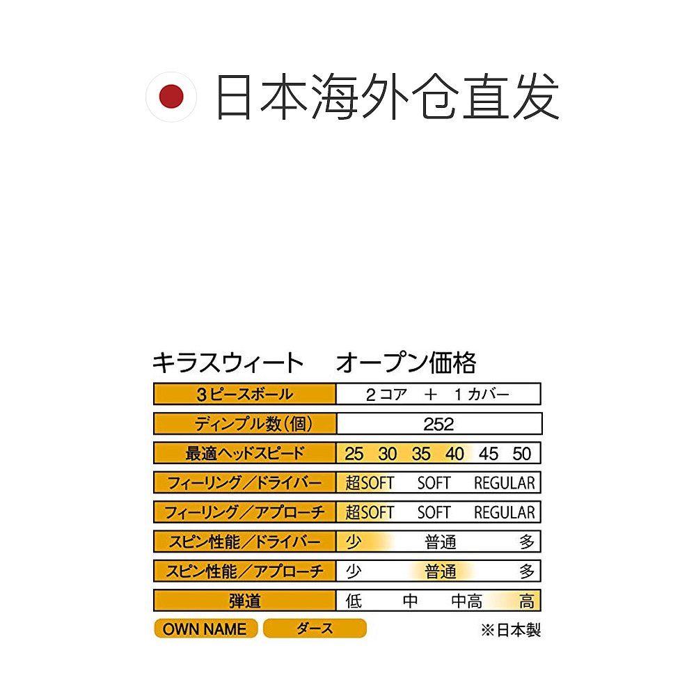 【日本直邮】Kasco高尔夫球KIRA SWEET KIRA SWEET 12个入 - 图1