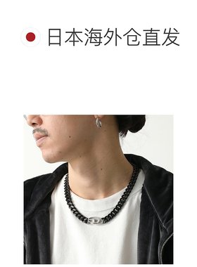 日本直邮DIESEL 项链 DX1610931 男女通用椭圆形 D 字链配饰 黑银
