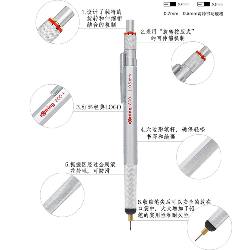 自营｜Rotring德国红环800+自动铅笔绘图制图金属制工程专业用-图2