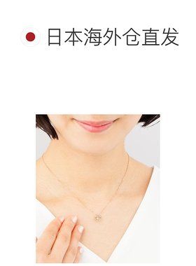 1h可退 日本直邮Canal 4℃ 女士心形吊坠项链 银色粉金镶嵌立体切