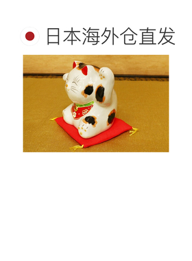 日本直邮九谷烧礼品包装3.5号双手招财猫印花布 摆件护身符招财猫
