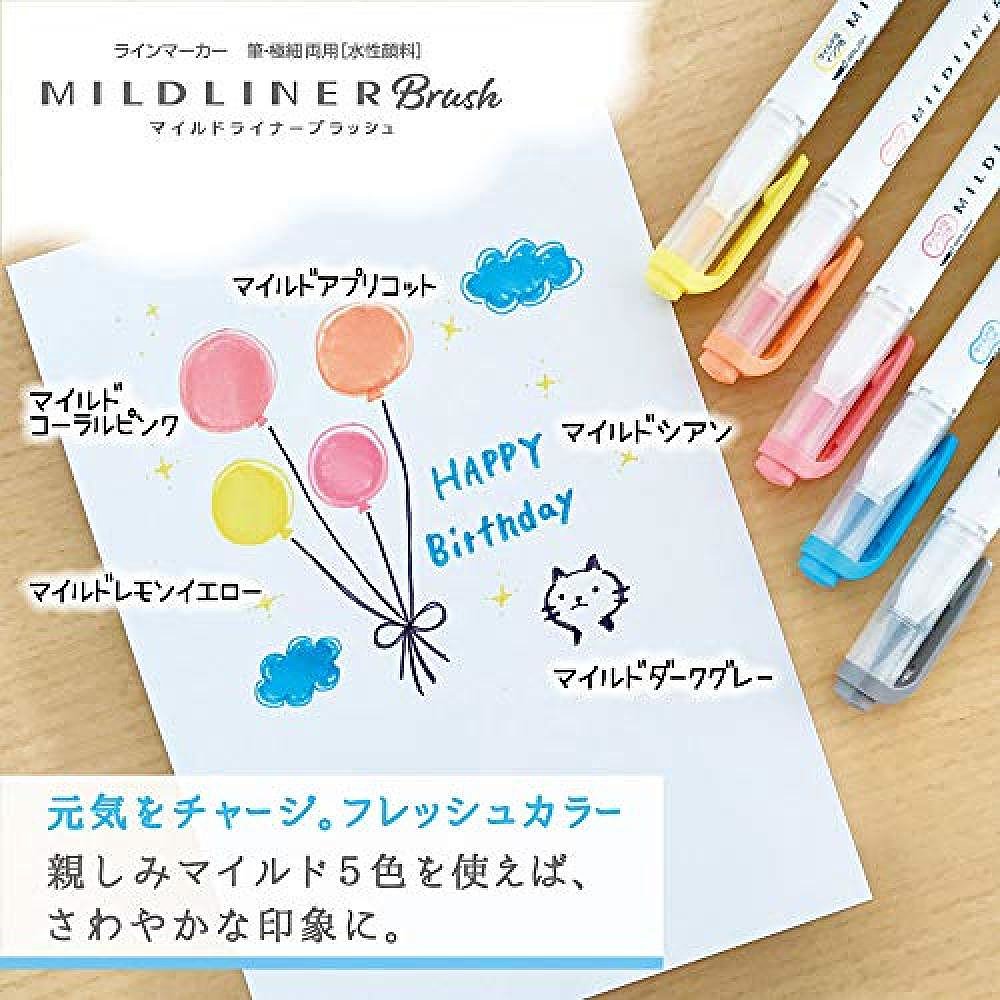 【日本直邮】Zebra斑马荧光笔MILDLINER brush淡青色10支B-WFT8--图2