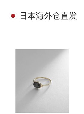 日潮跑腿COCOSHNIK 黑色拉长石椭圆形凸圆形耳环戒指大戒指配饰