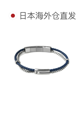 日本直邮POLICE DUALCELL 男士双排手链 GB0082502 海军蓝 银色