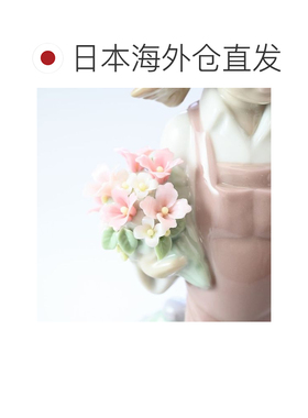 日本直邮lladro雅致利摩日瓷偶与小鸟交谈的少女人偶女性女孩花雅