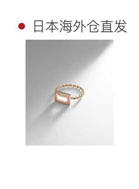 日潮跑腿COCOSHNIK 玫瑰石英浅黄色顶部切割戒指 12宝石