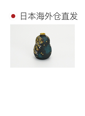 日本直邮九谷烧礼品包装白金垂枝樱花蓝纹2.5号花瓶 中田金玉单花