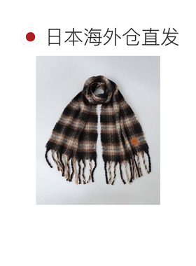 日本直邮SHIPS 渐变格纹蓬松围巾 黑色