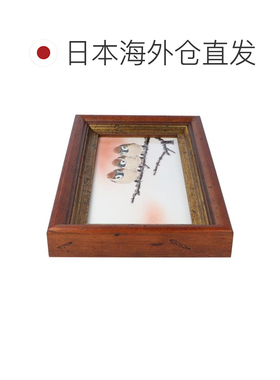 日本直邮九谷烧礼品包装DB画框（长角）三只麻雀 中村利人画框陶