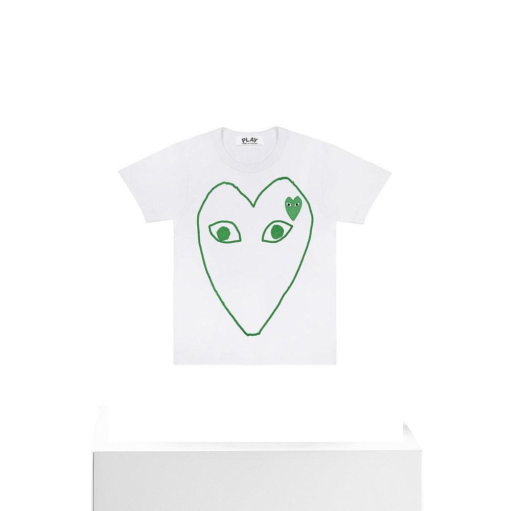 日本直邮日潮 PLAY CDG COTTON JERSEY PRINT WITH GREEN EMBLEM - 图3