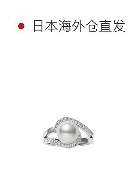 日潮跑腿Mikimoto御木本铂金珍珠钻石戒指百搭大气小巧