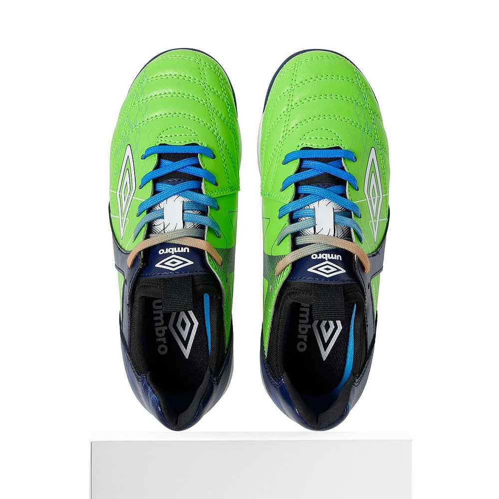 日本直邮Umbro Accelerator 足球鞋TRJRWIDE 绿色/海军蓝/海军蓝 - 图3
