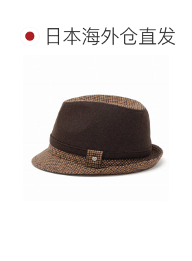 日本直邮Mila Schon 男士中折帽 秋冬 羊毛拼接俱乐部格纹法兰绒